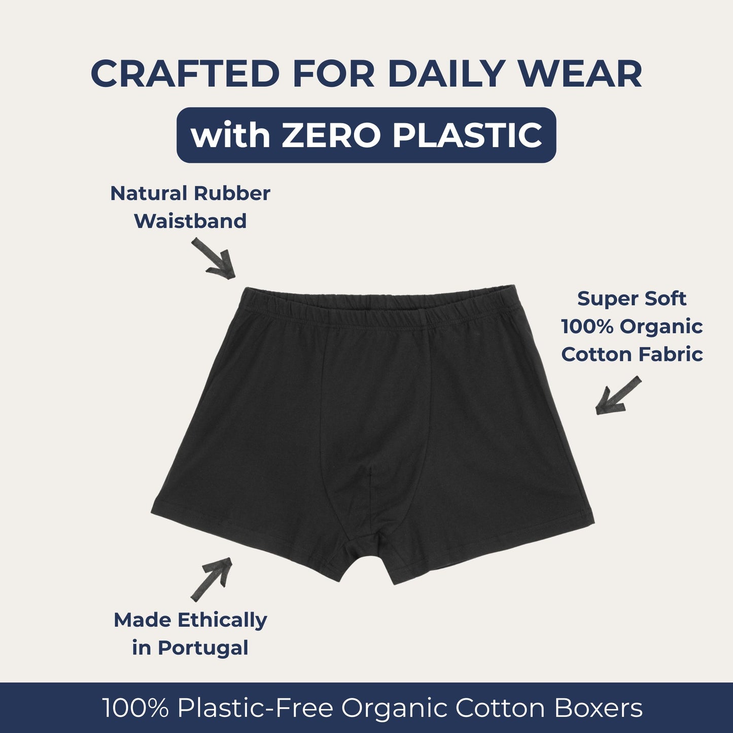 100% Plastic-Free Organic Cotton Boxers - Made in Europe