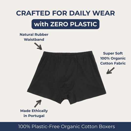 100% Plastic-Free Organic Cotton Boxers - Made in Europe