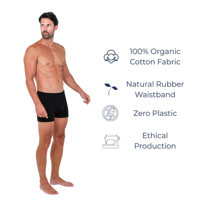(3 PACK) 100% Plastic-Free Organic Cotton Boxers - Hybrid Fit